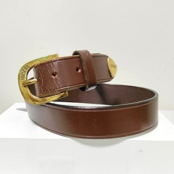 Riders Accessories - Riders Mens Leather Gold Tone Buckle Adjustable Belt Brown One Size